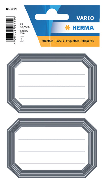Étiquette HERMA 5719 82x55mm écriture bord gris 12 pièces