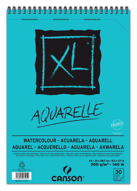 Canson - Aquarelblok canson xl a4 30v 300gr spiraal | 5 stuks