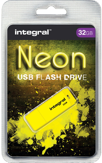 Integral - Usb stick 2.0 integral 32gb neon geel