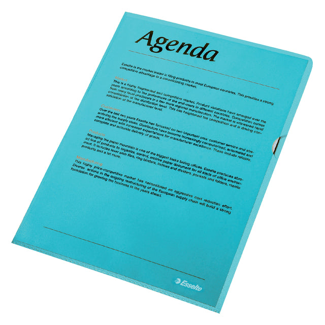 Chemise en L Esselte standard A4 0,11mm PP bleu