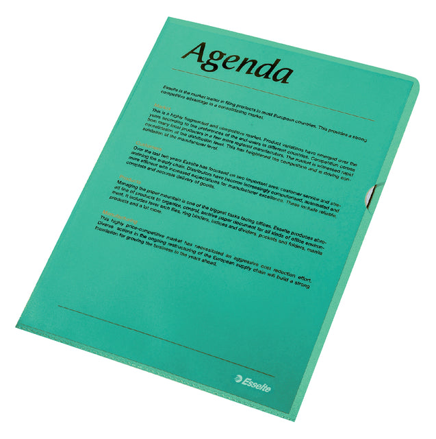 Chemise en L Esselte standard A4 0,11mm PP vert