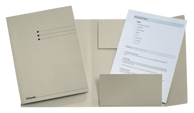 Classeur Esselte A4 3 volets manille 275gr gris | 50 pièces
