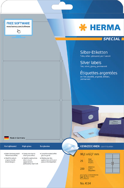 HERMA - Etiket herma 4114 99.1x67.7mm zilver 200st