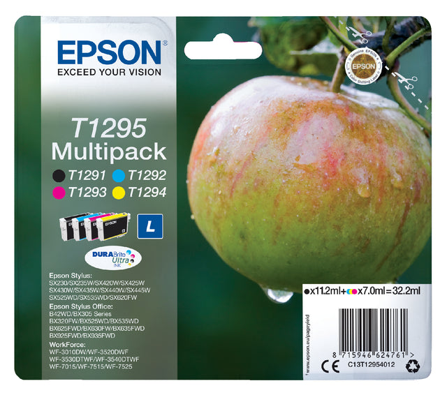 Cartouche d'encre epson t1295 noir + 3 couleurs | 8 pièces