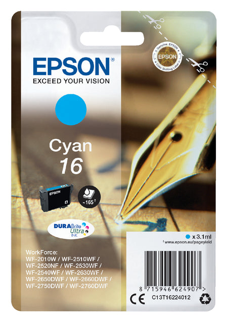 Cartouche d'encre Epson 16 T1622 bleu