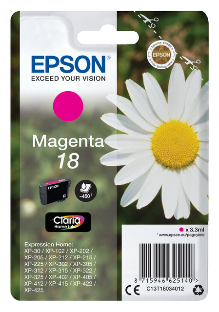 Cartouche d'encre Epson 18 T1803 rouge