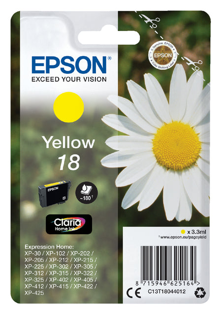 Cartouche d'encre Epson 18 T1804 jaune