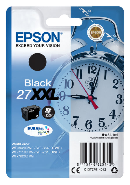 Cartouche d'encre Epson 27XXL T2791 noire EHC