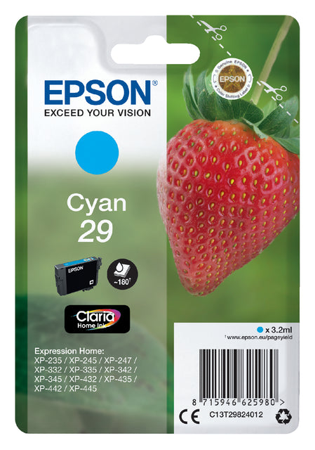 Cartouche d'encre Epson 29 T2982 bleu