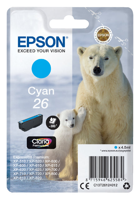 Cartouche d'encre Epson 26 T2612 bleu