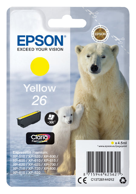 Cartouche d'encre Epson 26 T2614 jaune