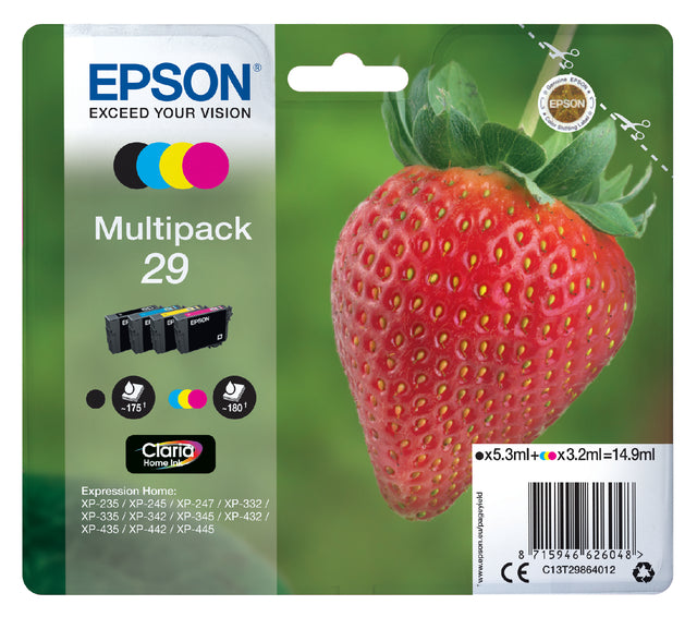 Cartouche d'encre Epson 29 T2986 noir + 3 couleurs