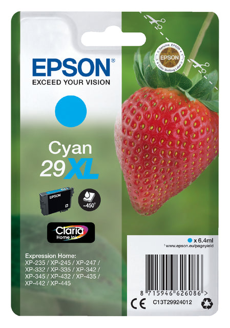 Cartouche d'encre Epson 29XL T2992 bleu HC