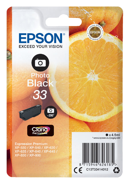 Cartouche d'encre Epson 33 T3341 photo noir