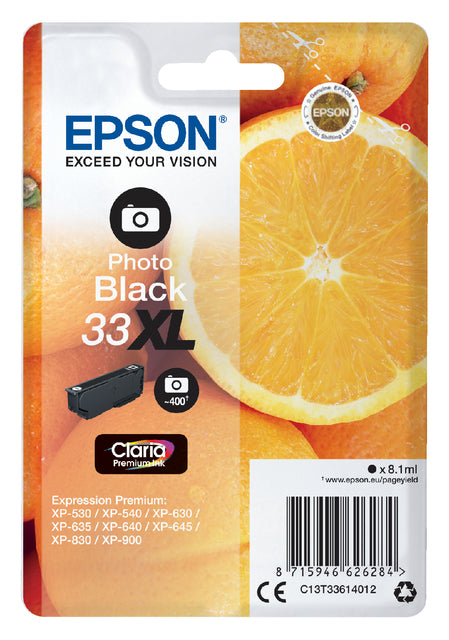 Cartouche d'encre Epson 33XL T3361 photo noir HC