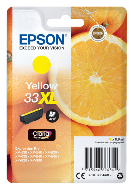 Cartouche d'encre Epson 33XL T3364 jaune HC