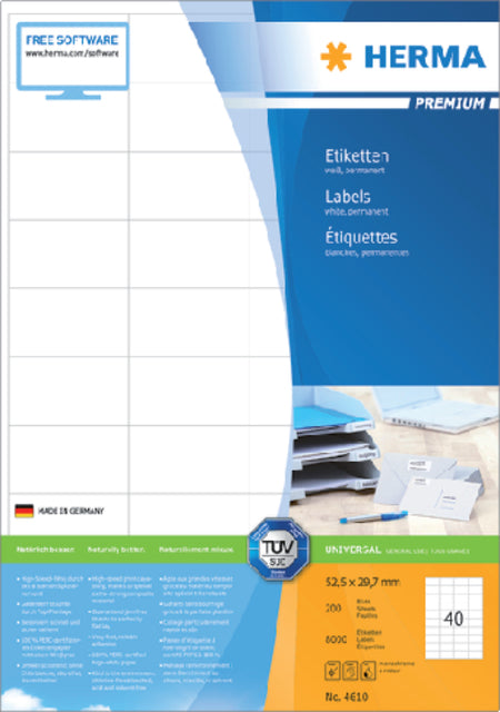 HERMA - Etiket herma 4610 52.5x29.7mm prem wit 8000 stuks