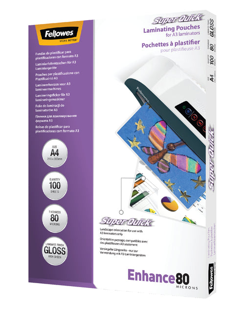 Fellowes - Lamineerhoes fellowes superquick a4 2x80micron