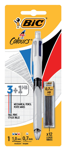 Stylo bille Bic 3 couleurs avec portemine HB 0.7mm blister
