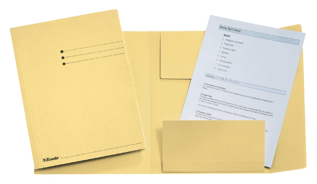 Chemise à dossier Esselte folio 3 volets manille 275gr jaune
