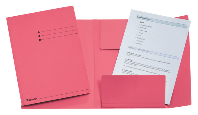 Chemise à dossier Esselte folio 3 volets Manille 275gr rose | 50 pièces