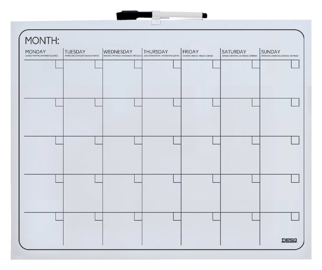 Desq - Planbord maand desq 40x50cm randloos + marker magn