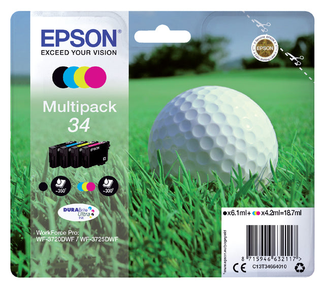 Cartouche d'encre Epson 34 T3466 noir + 3 couleurs