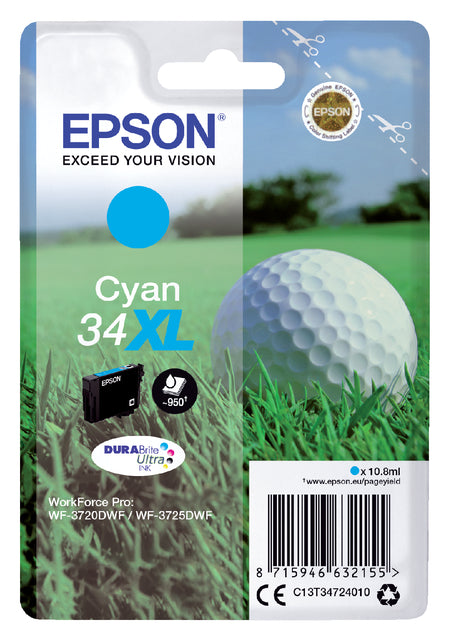 Cartouche d'encre Epson 34XL T3472 bleu HC