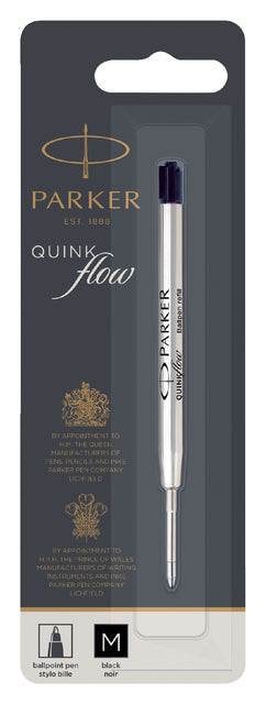 Recharge stylo bille Parker Quinkflow noir medium sur blister