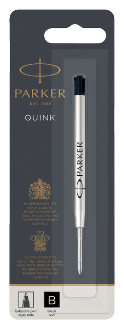 Recharge stylo bille Parker Quink noir large sur blister
