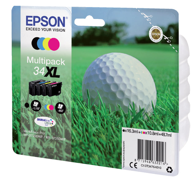 Cartouche d'encre Epson 34XL T3476 noir + 3 couleurs