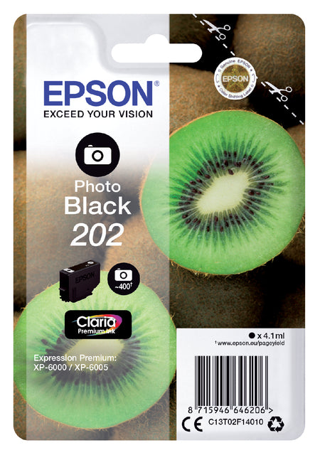 Cartouche d'encre Epson 202 T02F14 photo noir