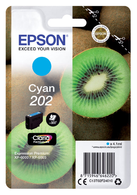 Cartouche d'encre Epson 202 T02F24 bleu