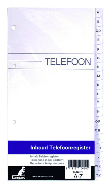 Kangaro - Telefoonalbum kangaro navulling a-z 200x100mm 4r