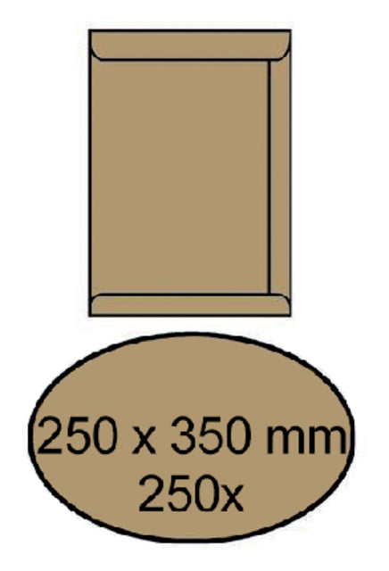 Enveloppe acte 250x350mm autocollante 90gr marron 250 pièces