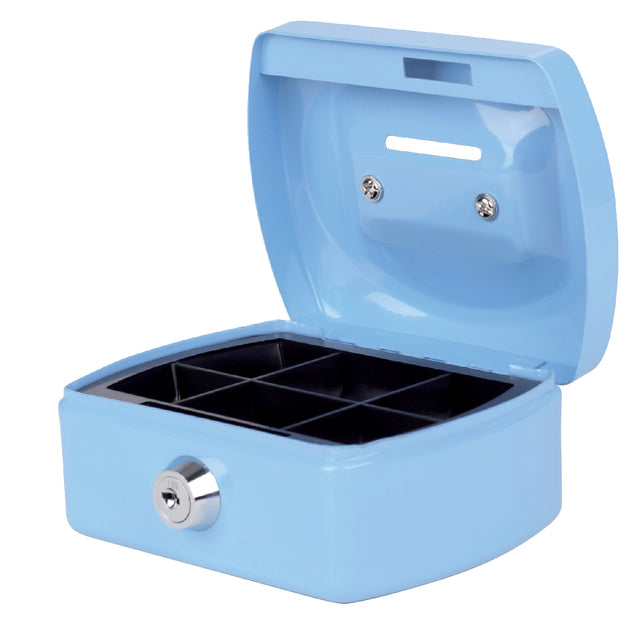 Caissette Pavo avec fente à monnaie 125x95x60mm bleu clair