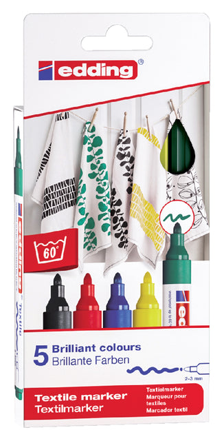 Stylo feutre edding 4500 textile rond 2-3mm assortiment de base