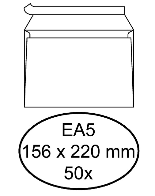 Enveloppe Hermès banque EA5 156x220mm autocollante avec bande blanche 50 pièces