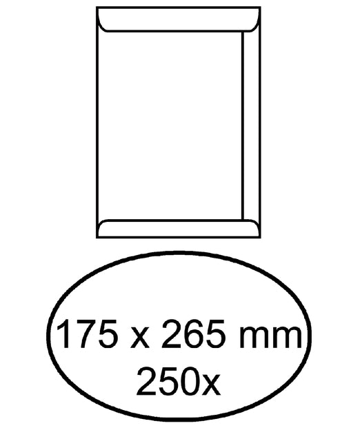 Enveloppe acte 175x265mm autocollante 100gr blanc 250 pièces