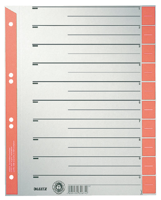 Leitz - Scheidingsbladen leitz 1652 karton a4 230gr rood