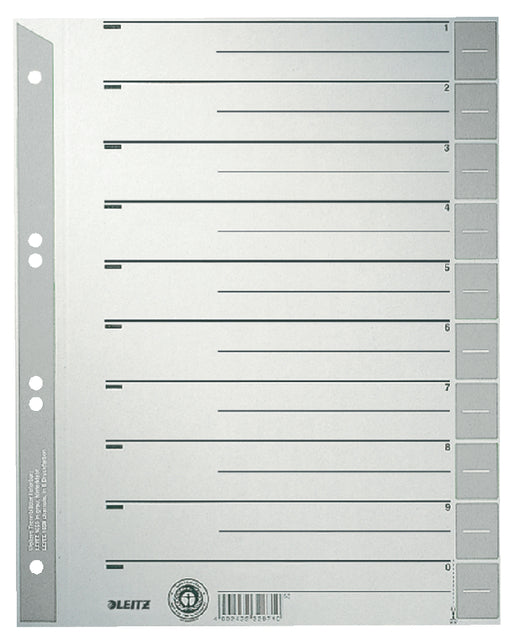 Feuilles intercalaires Leitz A4 carton 230gr 6 trous gris