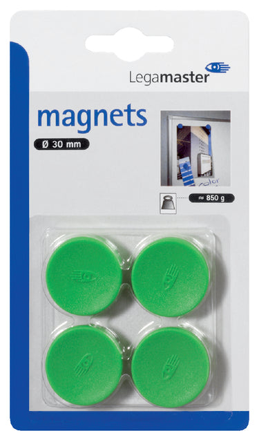 Legamaster - Magneet legamaster 30mm 850gr groen 4 stuks