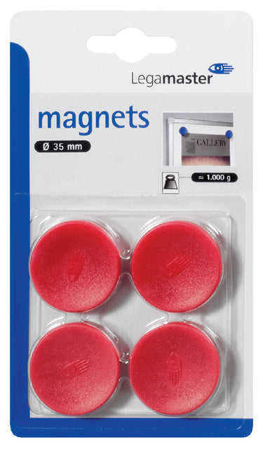 Aimant Legamaster 30mm 850gr rouge 4 pièces
