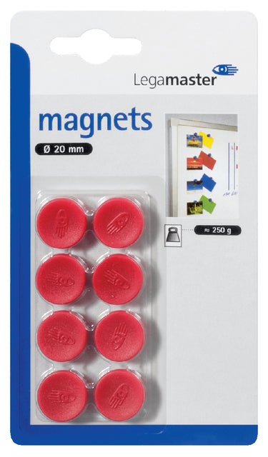 Legamaster - Magneet legamaster 20mm 250gr rood 8 stuks