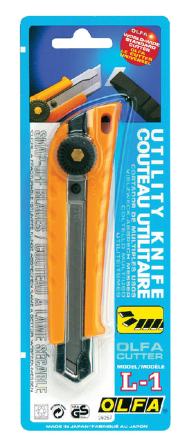 Couteau de coupe Olfa L1 jaune 18mm avec support en métal