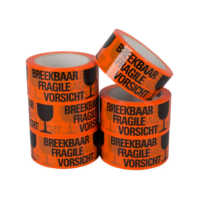 Klika - Pp acryl e low noise 'breekbaar fragile vorsicht' 32 micron 50 mm x 66 meter | 6 stuks