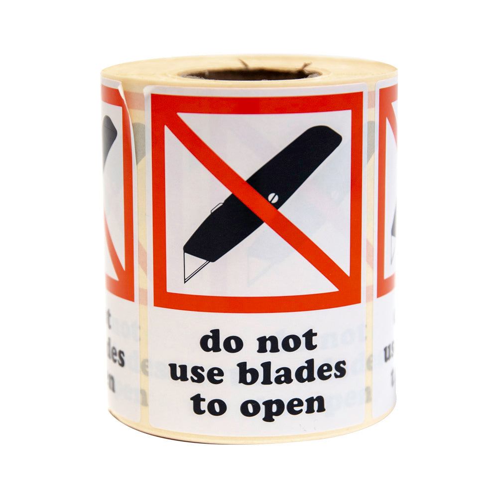 Klika - Etiketten do not use blades to open 105 x 74 mm 500 stuks per rol